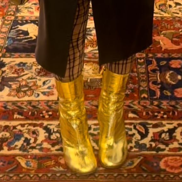 NWT Fendi First Gold nappa leather high-heel boots 37.5 - Picture 4 of 11